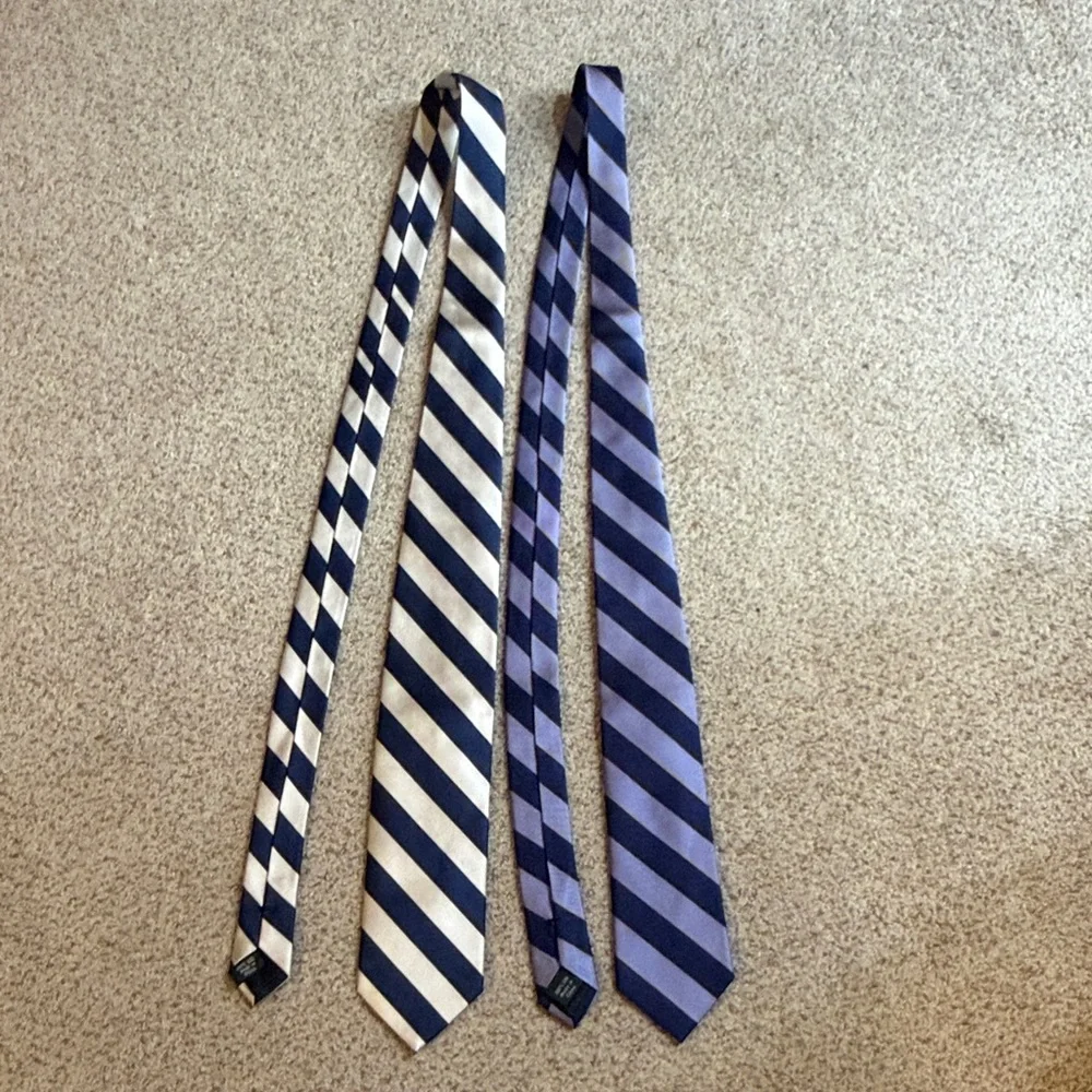 J. Crew The Narrow Tie Striped Blue/Purple and Blue/Silver Ties Set